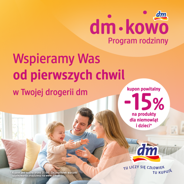 dm-kowo program rodzinny w drogerii dm Galeria Olimpia — kupon -15% na produkty dla dzieci