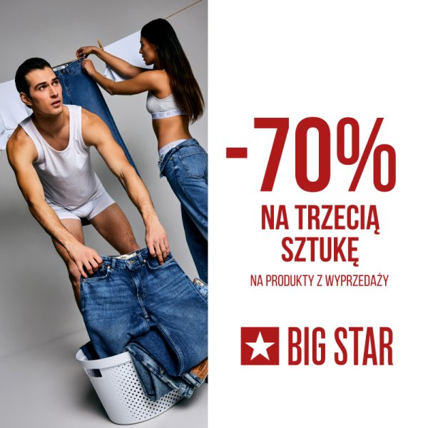 Promocja Big Star – rabat -70% na trzecią sztukę produktów z wyprzedaży.