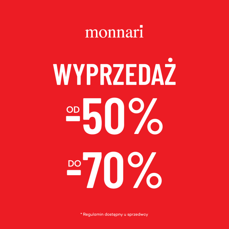 Wyprzedaż Monnari w Galerii Olimpia – rabaty od -50% do -70% na wybrane produkty.
