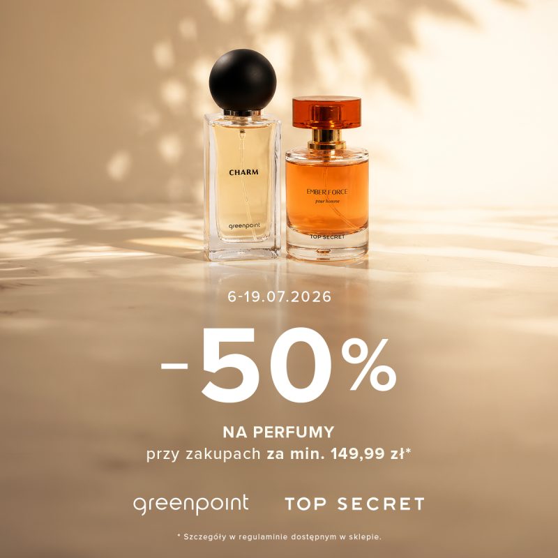 Promocja -50% na perfumy Greenpoint i Top Secret przy zakupach za minimum 149,99 zł.