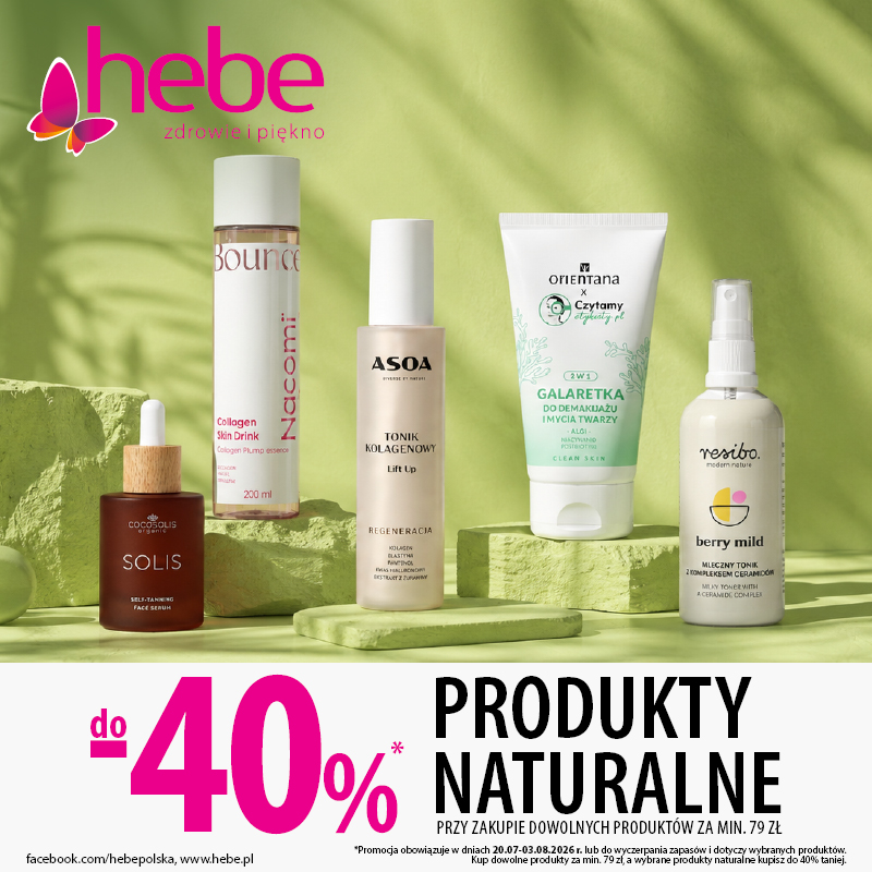 Hebe w Galerii Olimpia – produkty naturalne do -40% przy zakupach za minimum 79 zł.