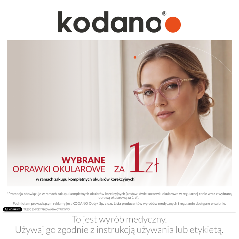 Kodano w Galerii Olimpia – wybrane oprawki okularowe za 1 zł przy zakupie kompletnych okularów korekcyjnych.