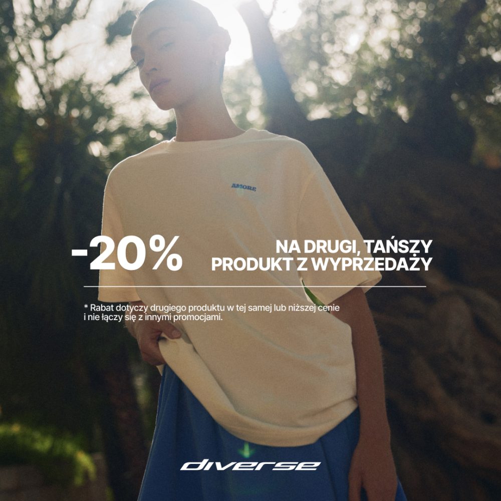 Tekst alternatywny: Diverse w Galerii Olimpia – -20% na drugi, tańszy produkt z wyprzedaży.