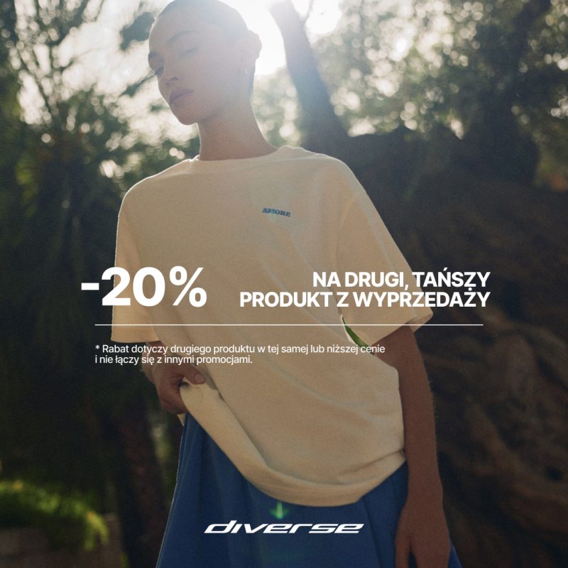 Tekst alternatywny: Diverse w Galerii Olimpia – -20% na drugi, tańszy produkt z wyprzedaży.