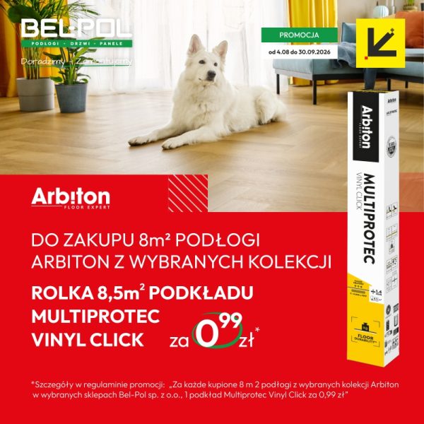 BEL-POL w Galerii Olimpia – promocja na podłogi Arbiton z podkładem Multiprotec Vinyl Click za 0,99 zł.