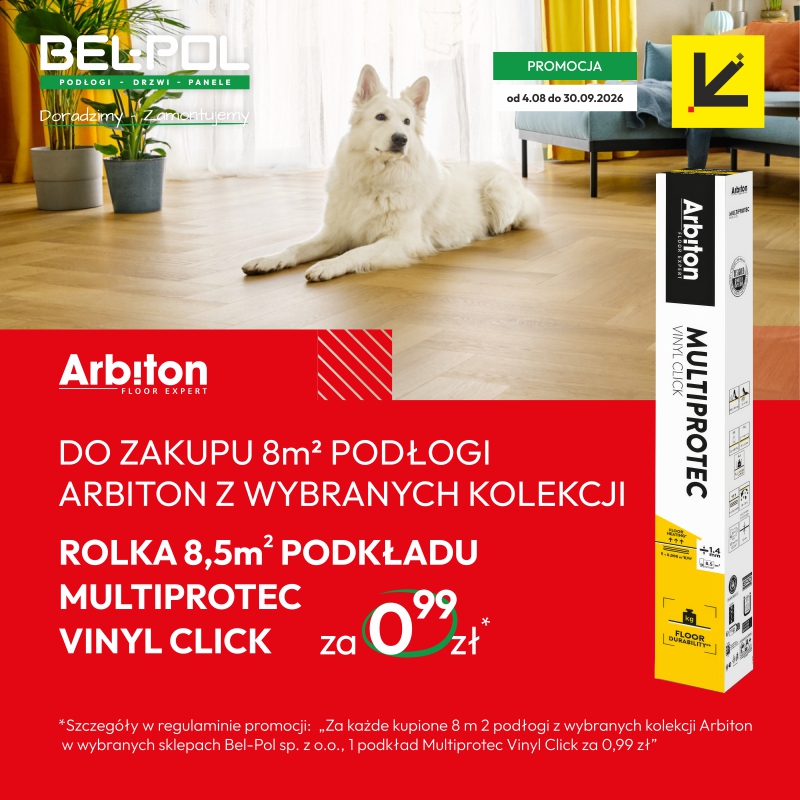 BEL-POL w Galerii Olimpia – promocja na podłogi Arbiton z podkładem Multiprotec Vinyl Click za 0,99 zł.