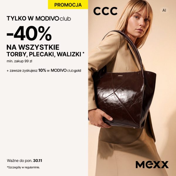 Promocja CCC w Galerii Olimpia – 40% rabatu na wszystkie torby, plecaki i walizki przy zakupie za minimum 99 zł w MODIVOclub.