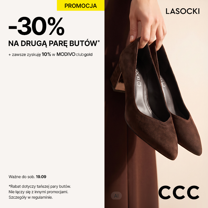 CCC w Galerii Olimpia - promocja -30% na drugą parę butów Lasocki oraz dodatkowe 10% w MODIVOclub gold.