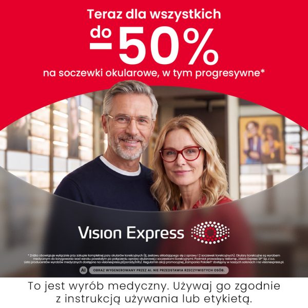 Promocja Vision Express w Galerii Olimpia. Do 50% rabatu na soczewki okularowe, w tym progresywne.