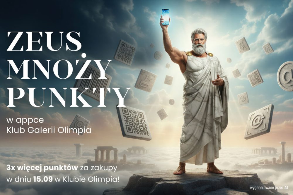 Galeria Olimpia - Zeus mnoży punkty w aplikacji Klub Galerii Olimpia, 3 razy więcej punktów za zakupy w dniach 15 i 22.09.